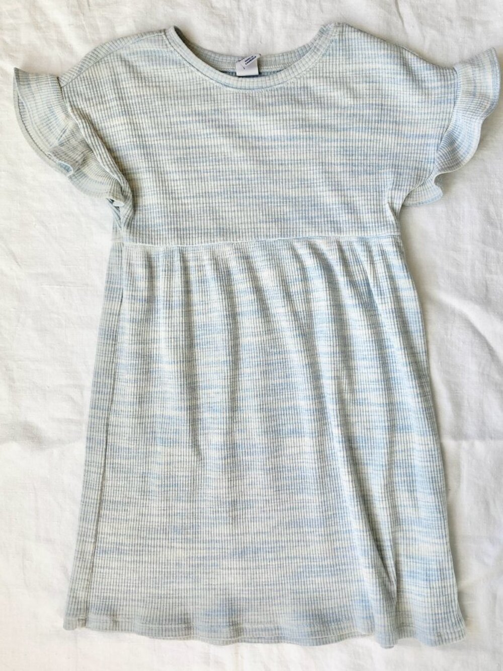 (🎨$3 PLAY) Old Navy 5T Blue Heather Ruffle Sleeve Ribbed Dress Summer Spring